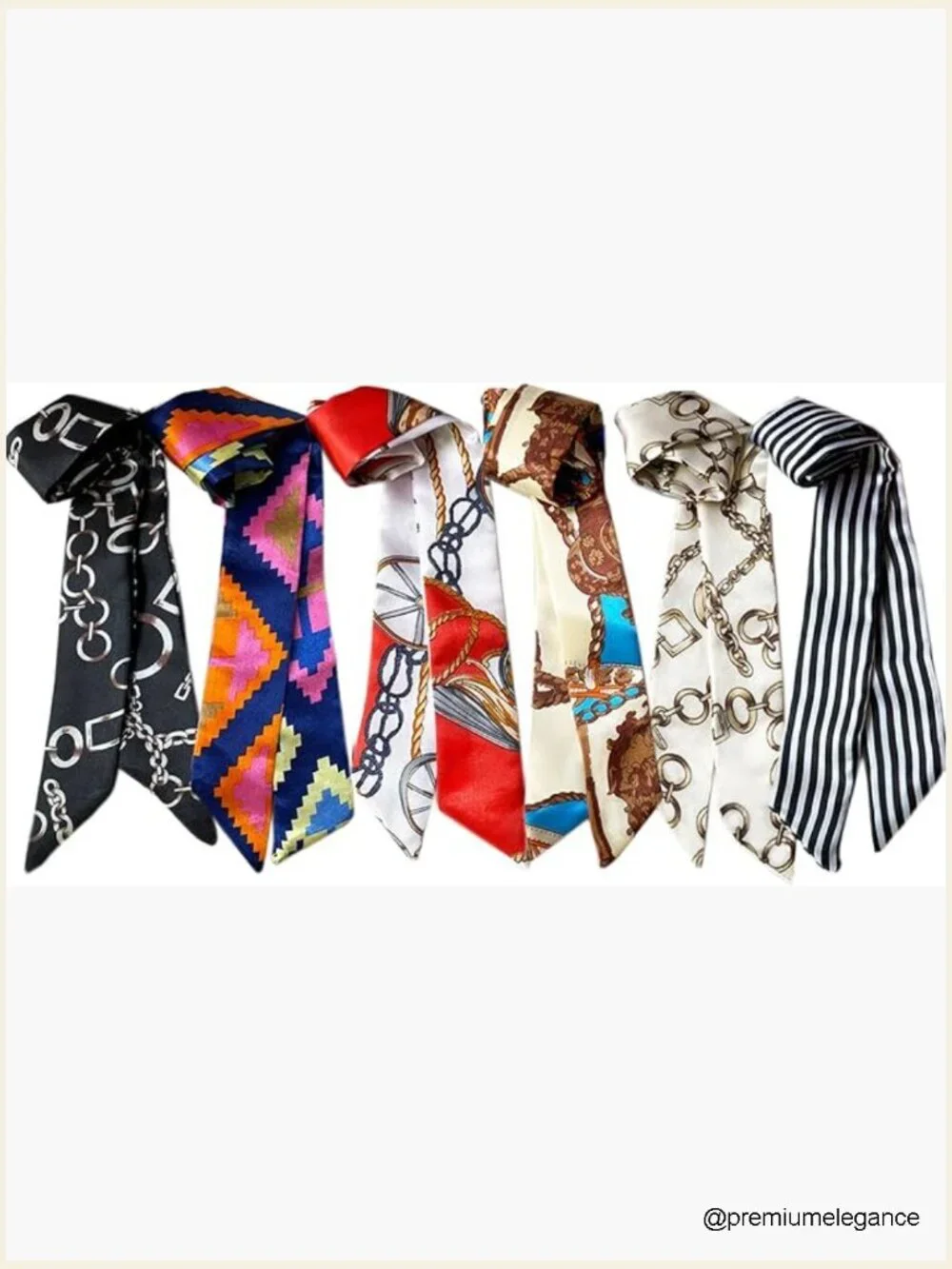 6-Pack Imitation Silk Fashion Scarves for Women - Head Neck Handbag Hair Scarf